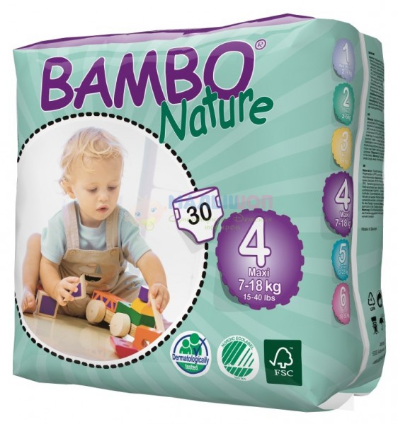 Подгузники Bambo Nature Max 7-18 кг (30 шт)