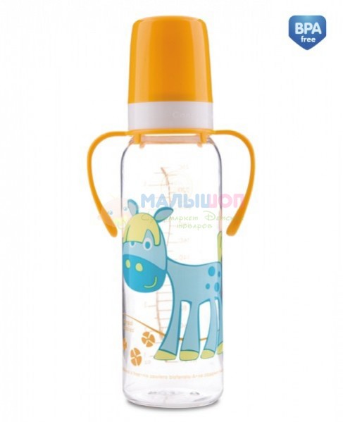 Бутылочка тритановая (bpa 0%)  с ручками Canpol Cheerful Animals с сил. соской 250930072